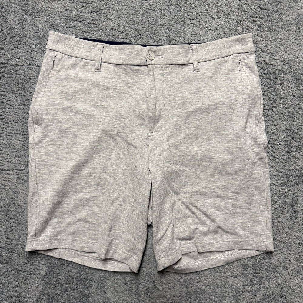 Mizzen Main Proflex Shorts Mens 36x8 Heather Gray Stretch Zip Pockets Elastic